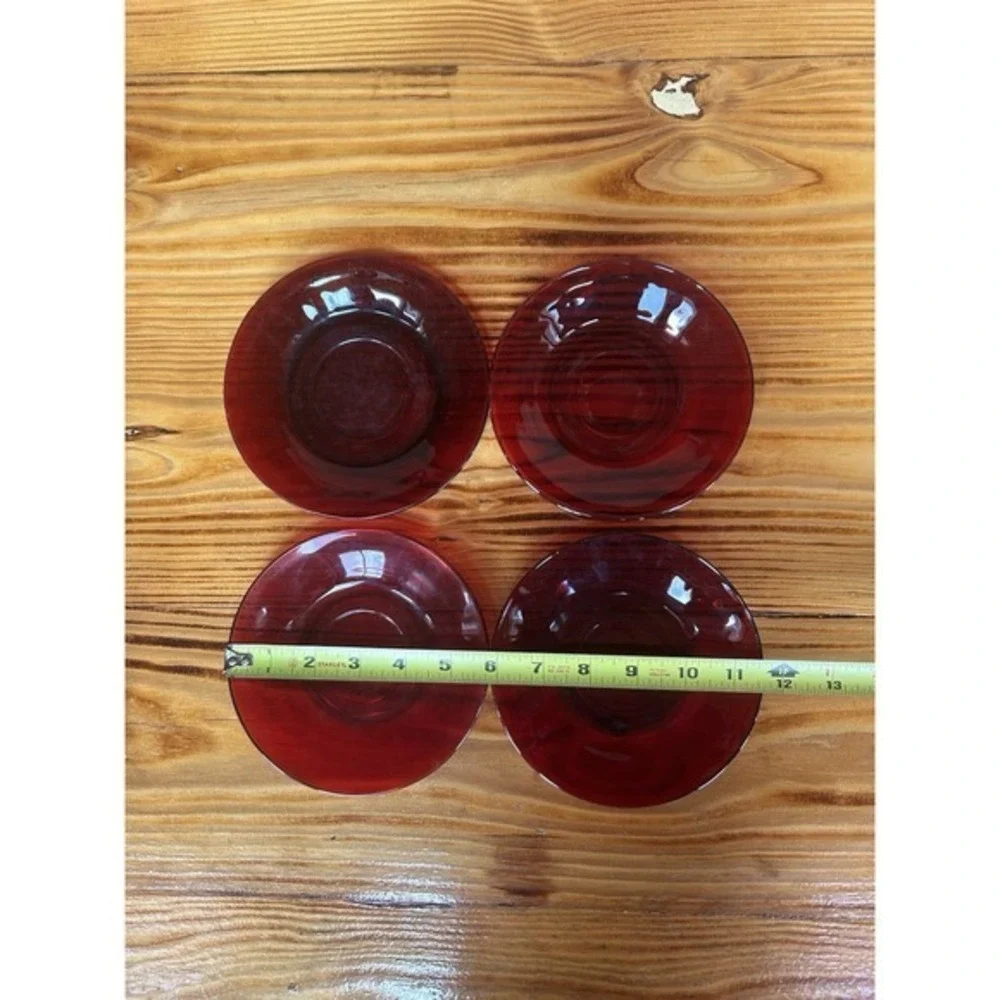 8-PC Vintage Heavy Royal‎ Ruby Red Tea Coffee Cups & Saucer Plates